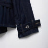 Collar long sleeved drawstring denim trench coat for women