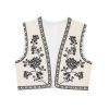 V-neck contrasting embroidered vest jacket for women