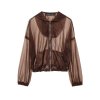 Transparent hard gauze hooded jacket baseball uniform for women