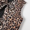 Leopard print lace up vest jacket for women