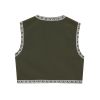 V-neck contrasting embroidered vest jacket for women
