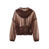 Transparent hard gauze hooded jacket baseball uniform for women